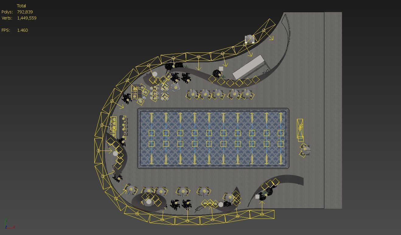 Indoor Pool with Patio Set 3D model_16