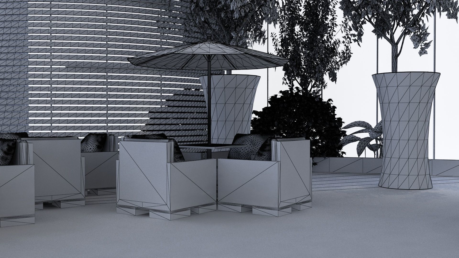 Indoor Pool with Patio Set 3D model_10