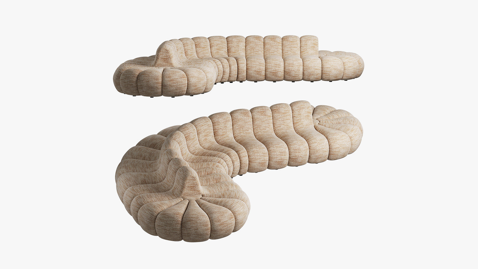 Jagger Lounge Modular Sofa Beige and Chai 3D model_1