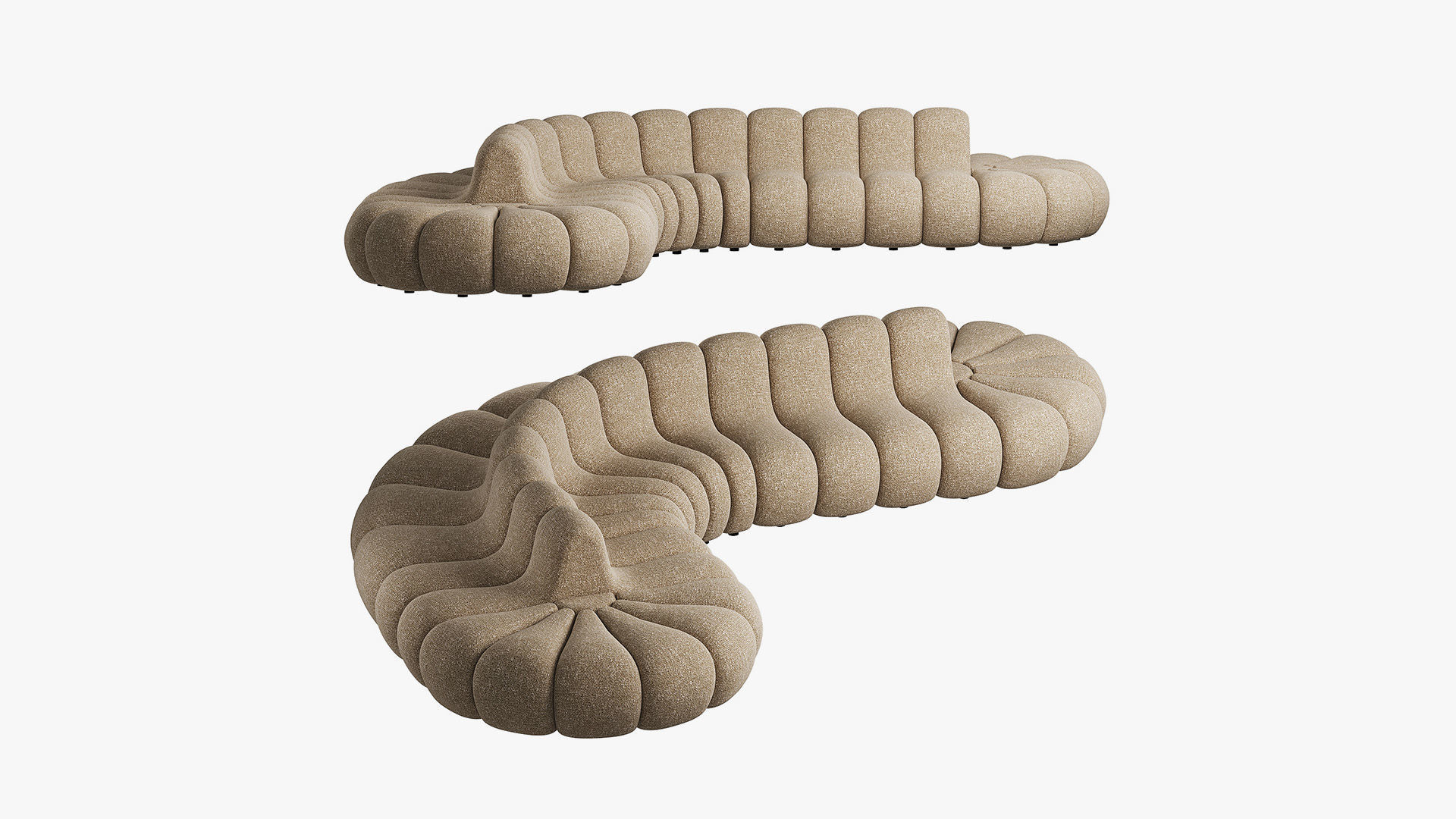 Jagger Lounge Modular Sofa Beige and Chai 3D model_4