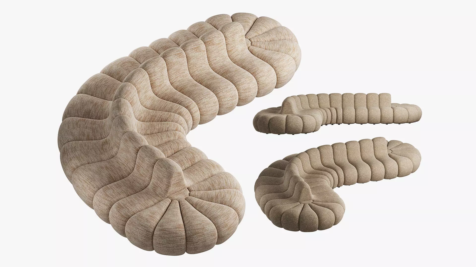 Jagger Lounge Modular Sofa Beige and Chai 3D model_0