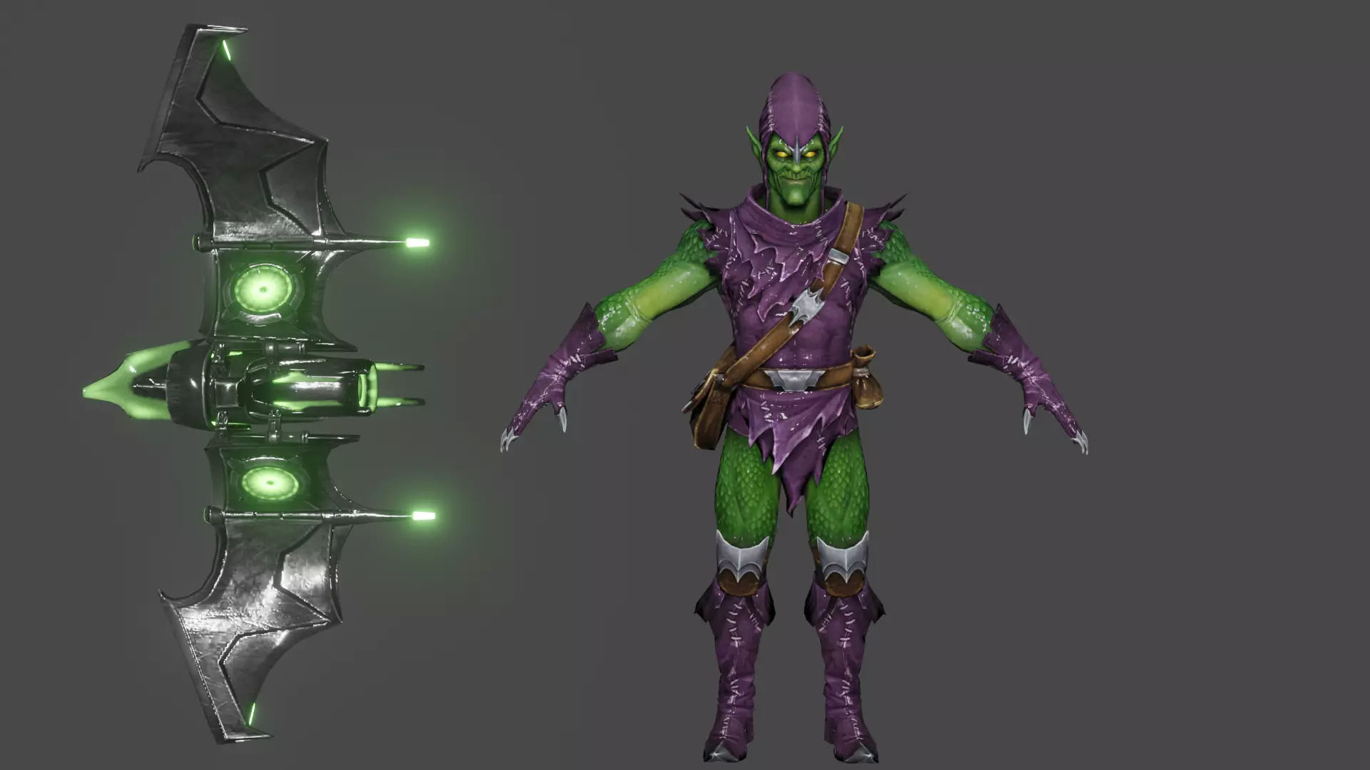 Green Goblin Low-poly 3D model_0