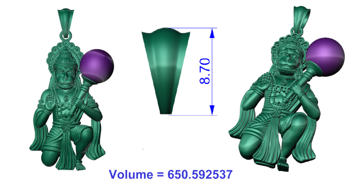 SA-MUR-001 BAJRANGBALI PENDENT 3D print model_6