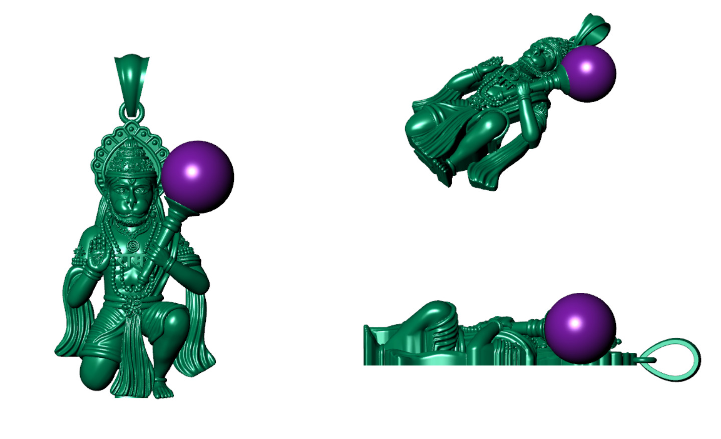 SA-MUR-001 BAJRANGBALI PENDENT 3D print model_3