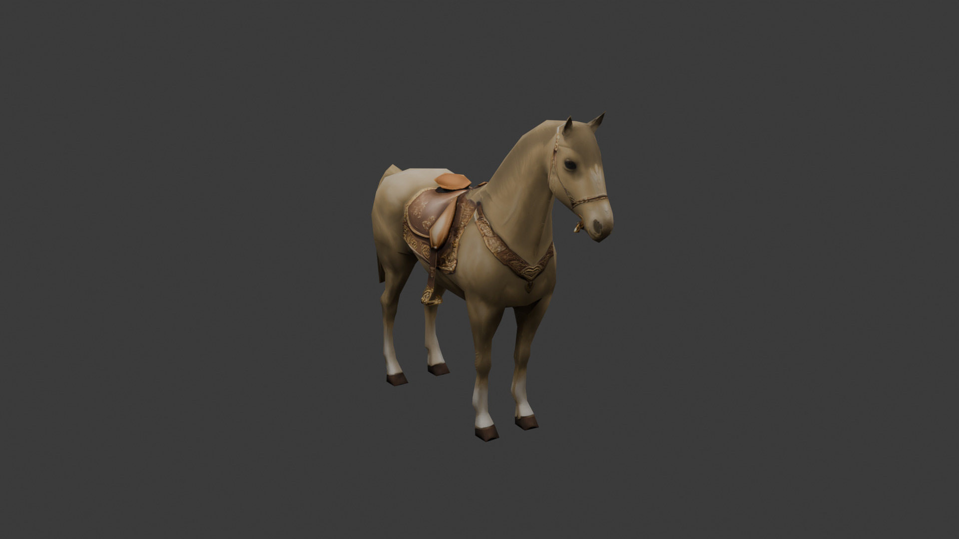 Low Poly Horse Game Ready 3D Model Color Variants PBR Textures Low-poly 3D model_10