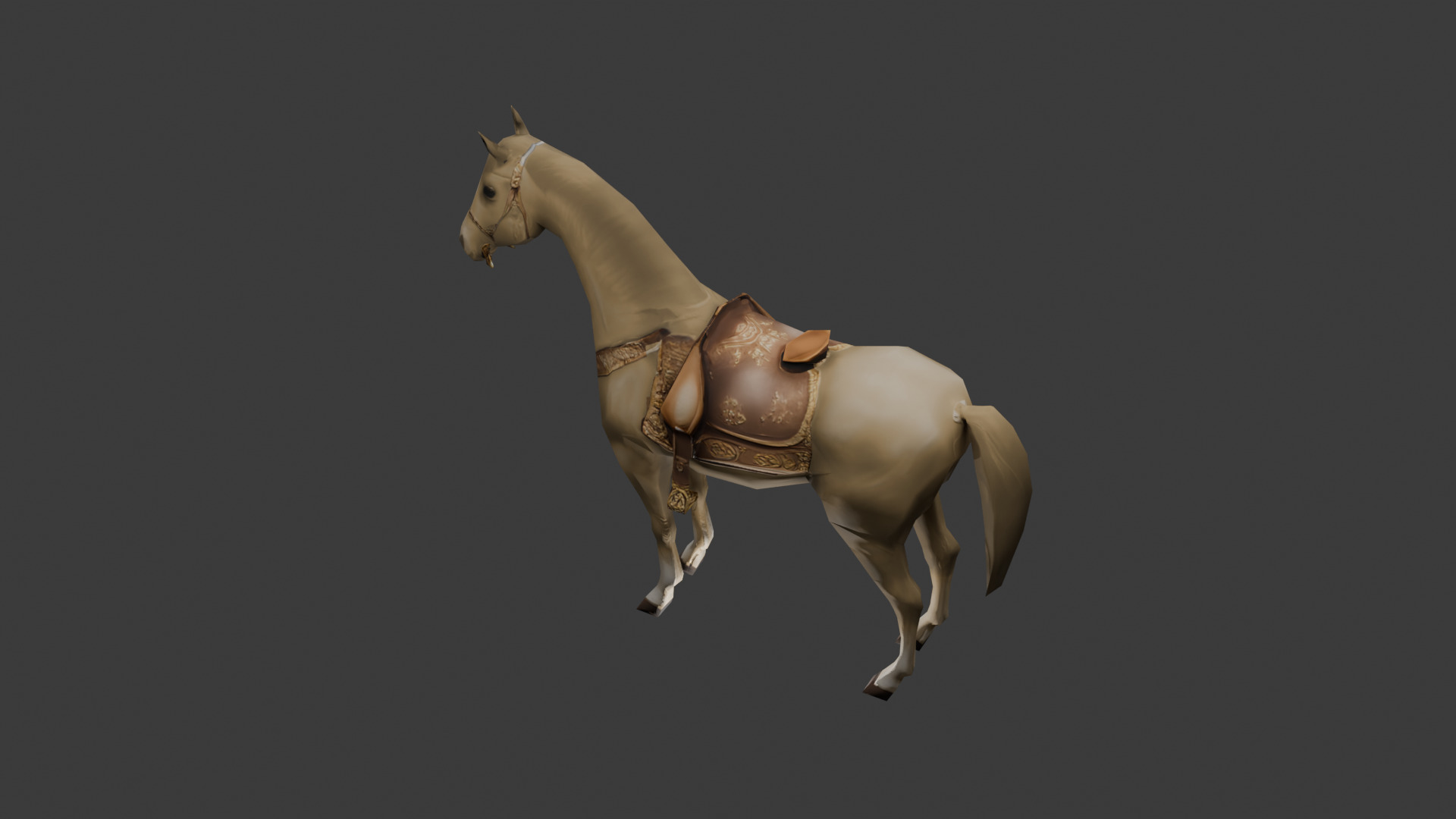 Low Poly Horse Game Ready 3D Model Color Variants PBR Textures Low-poly 3D model_12