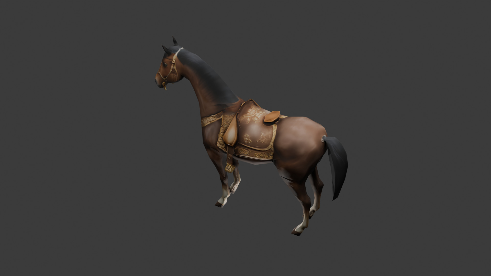 Low Poly Horse Game Ready 3D Model Color Variants PBR Textures Low-poly 3D model_3
