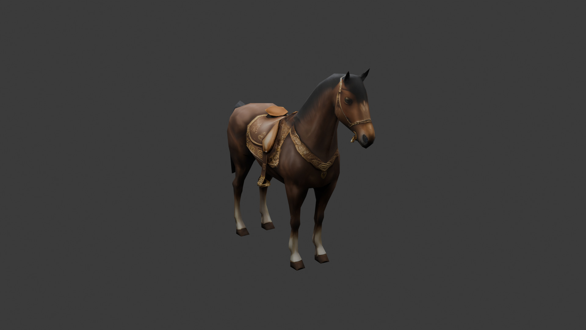 Low Poly Horse Game Ready 3D Model Color Variants PBR Textures Low-poly 3D model_1