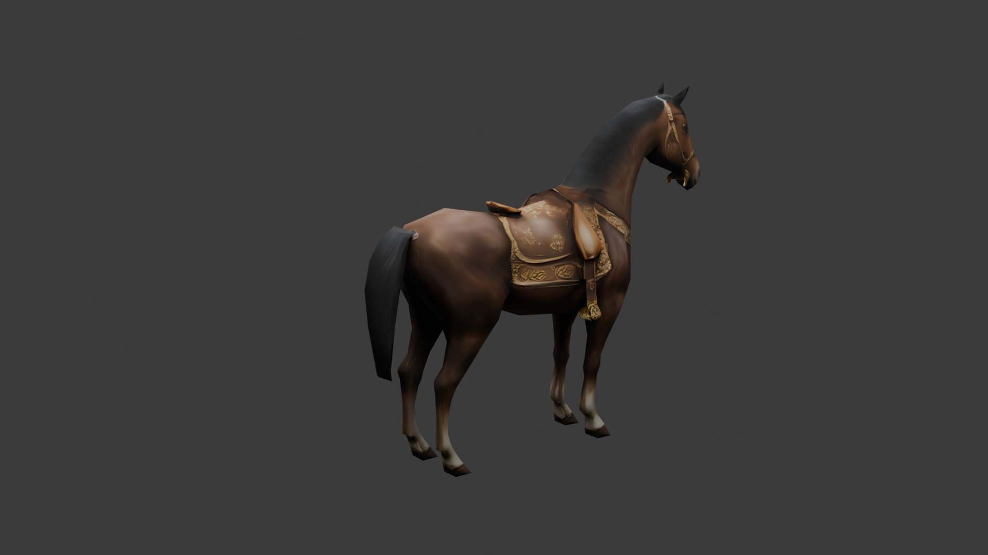 Low Poly Horse Game Ready 3D Model Color Variants PBR Textures Low-poly 3D model_2