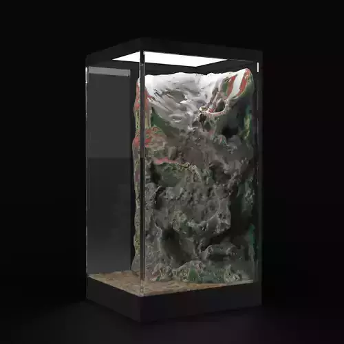 Angular Square Aquarium with Decorative Rock 3D model