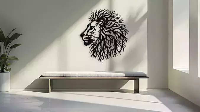 Lion Head Wall Decor  Vector Art for 3D Printing  Laser Cut