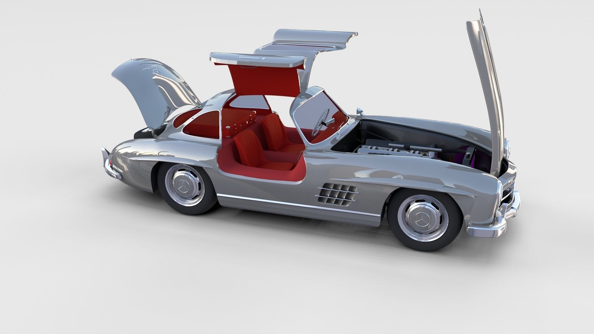 Fully Modelled Rigged Mercedes 300SL Gullwing rev 3D model_36