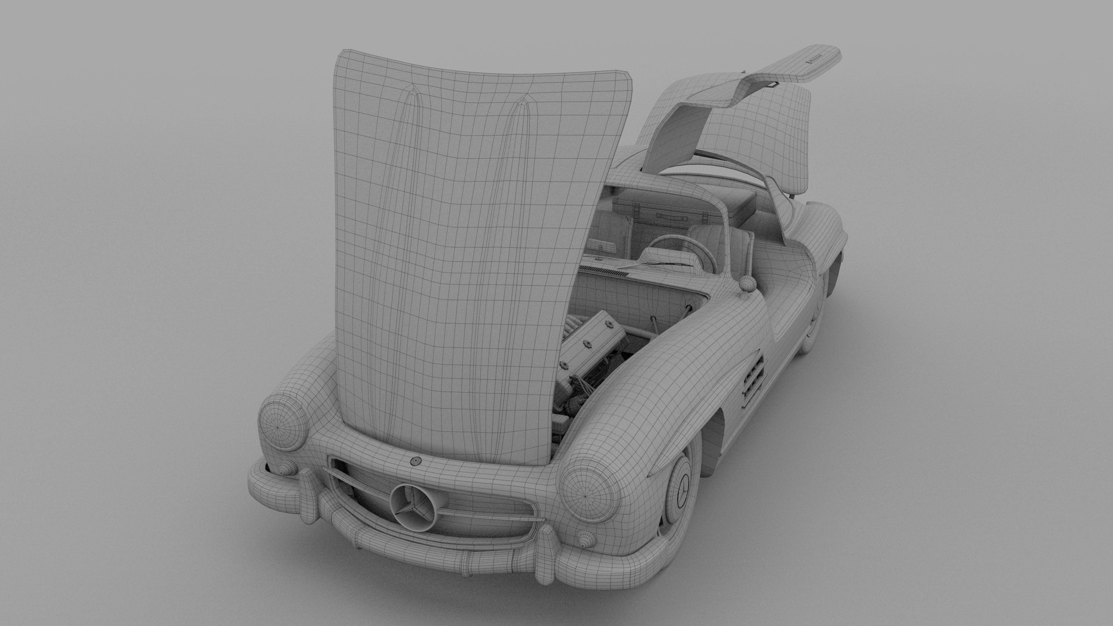 Fully Modelled Rigged Mercedes 300SL Gullwing rev 3D model_13