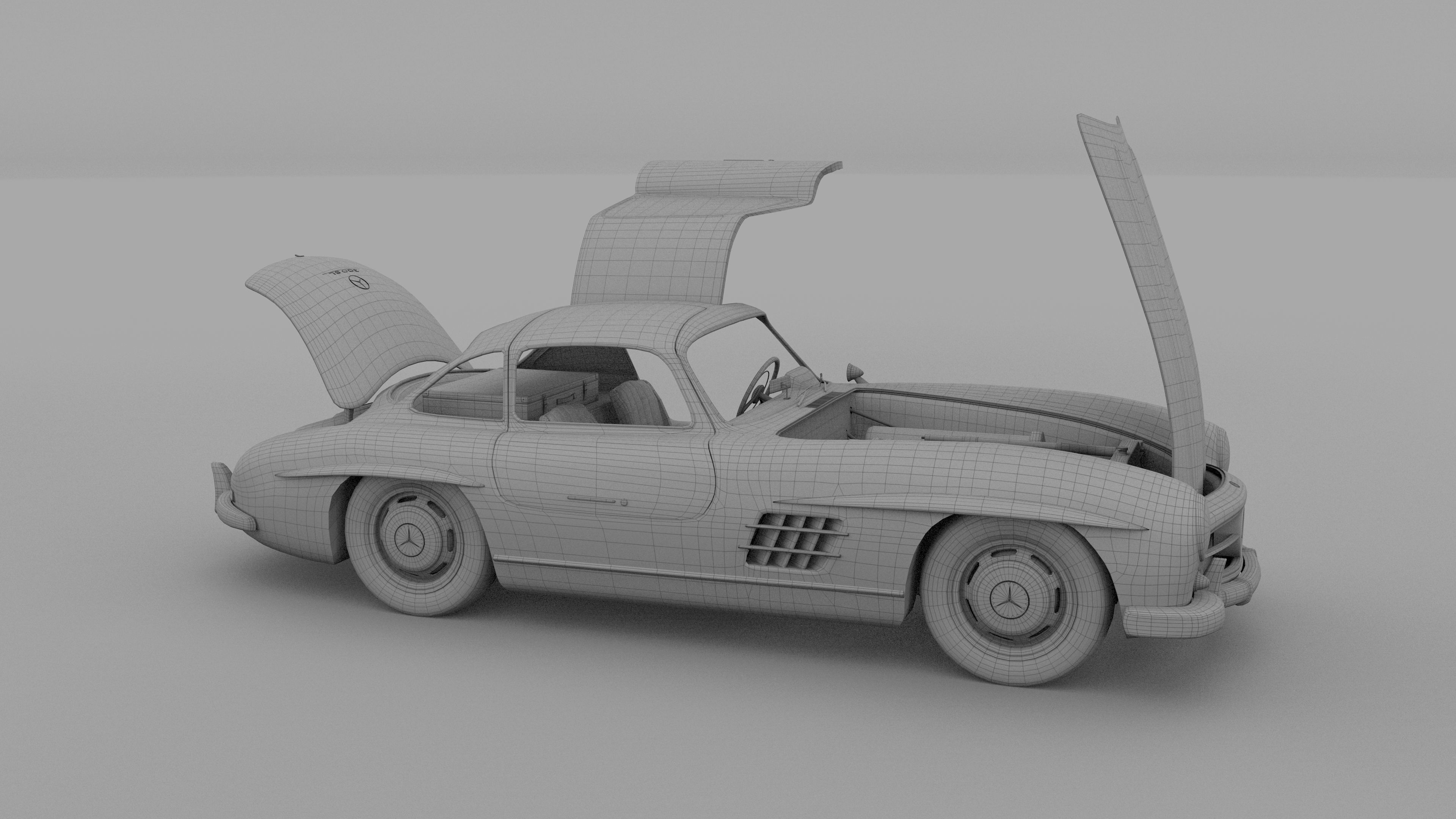 Fully Modelled Rigged Mercedes 300SL Gullwing rev 3D model_31