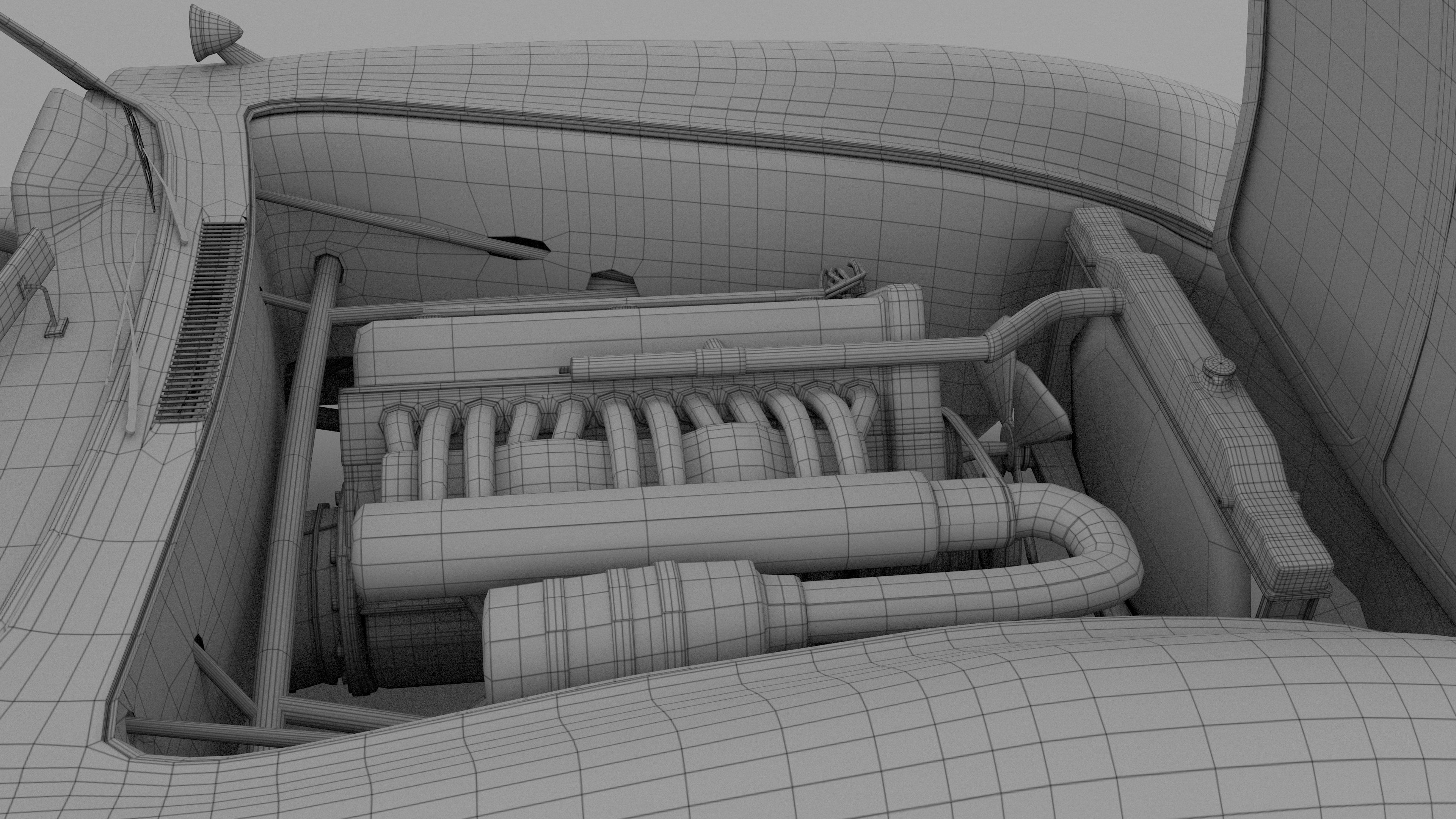 Fully Modelled Rigged Mercedes 300SL Gullwing rev 3D model_32