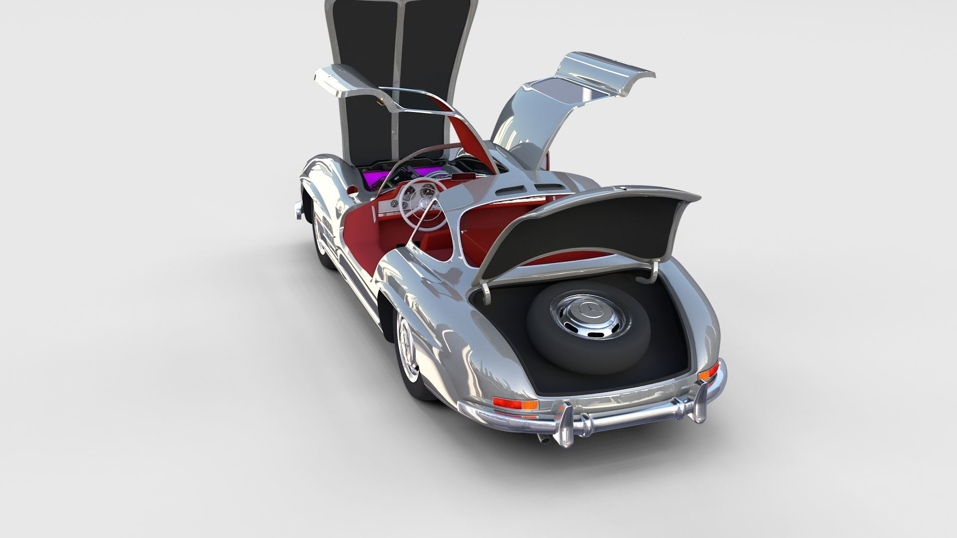 Fully Modelled Rigged Mercedes 300SL Gullwing rev 3D model_10