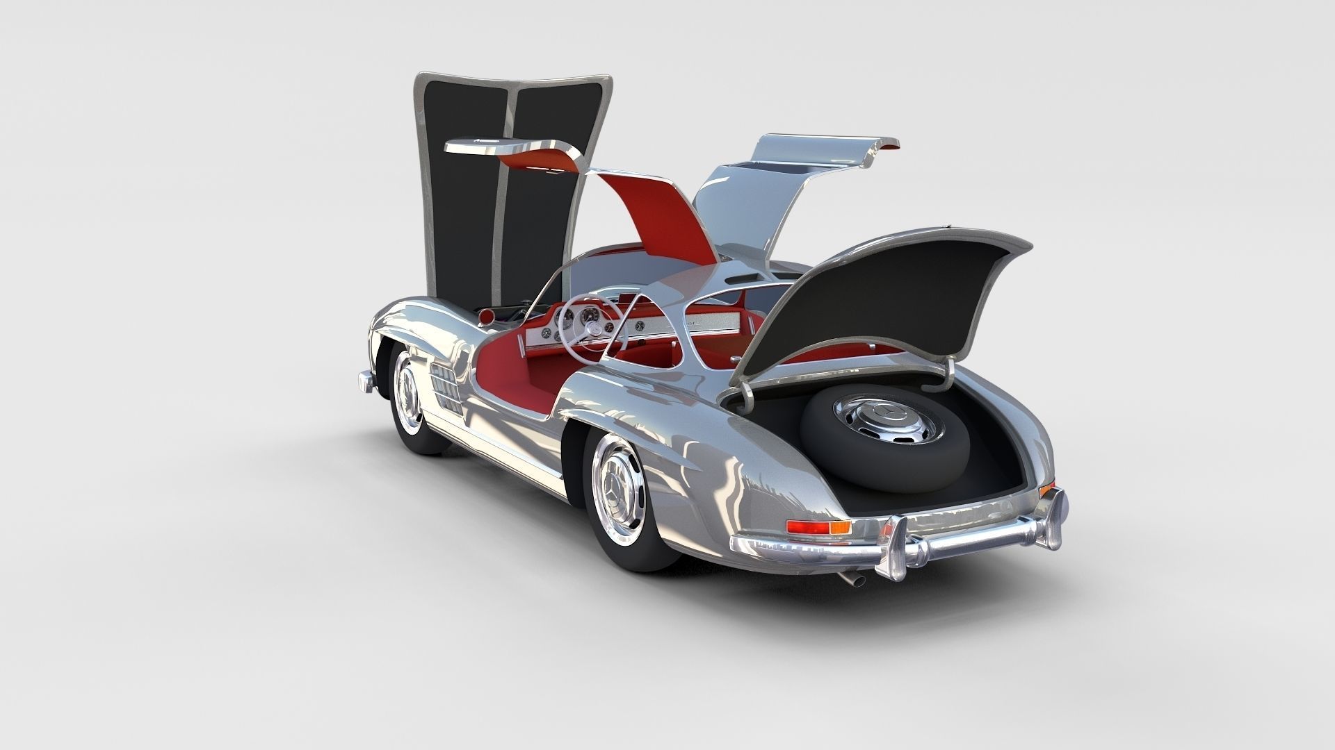 Fully Modelled Rigged Mercedes 300SL Gullwing rev 3D model_5