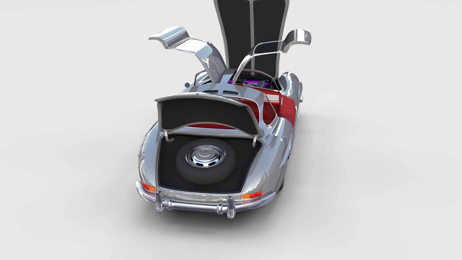 Fully Modelled Rigged Mercedes 300SL Gullwing rev 3D model_29