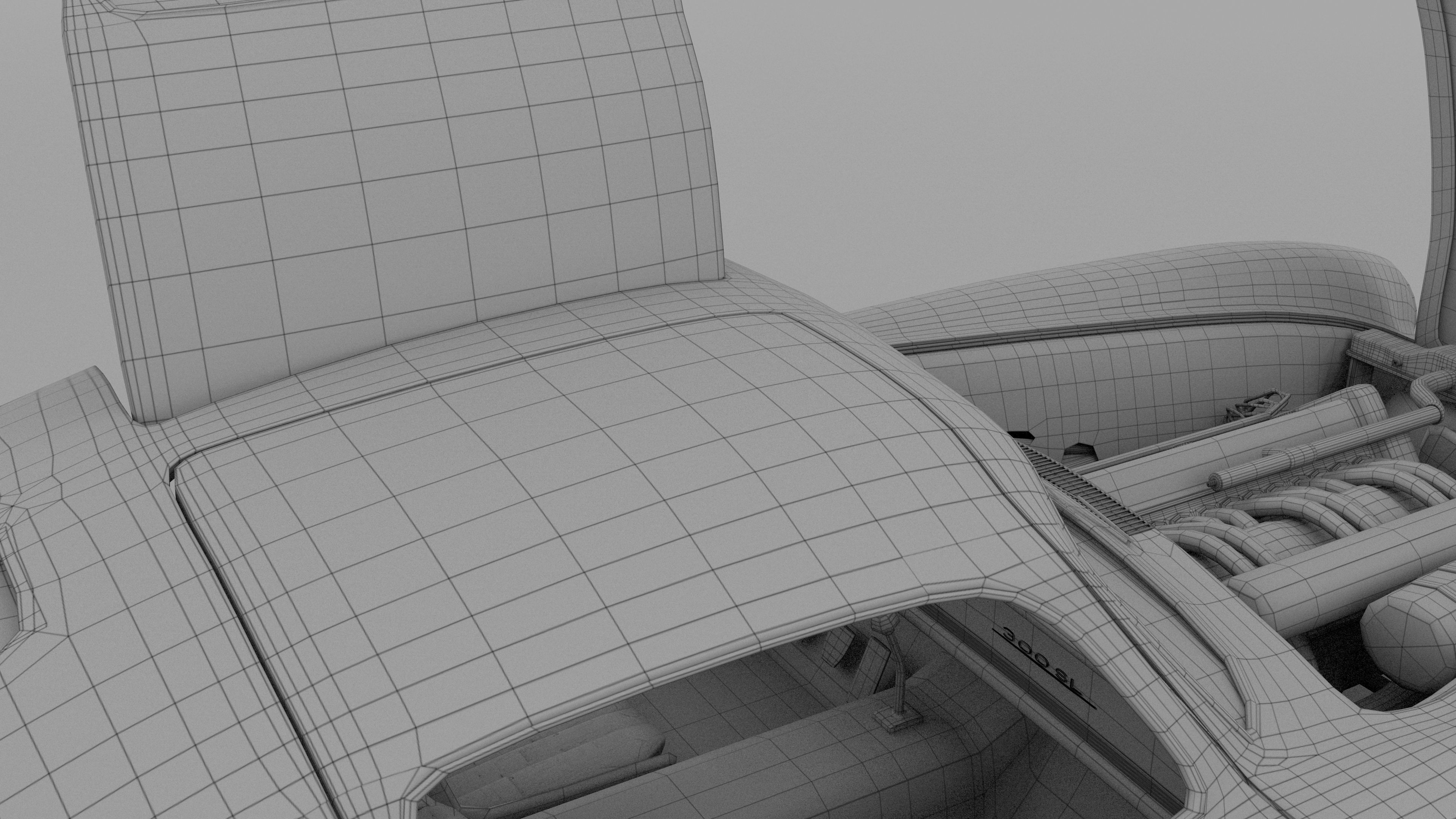 Fully Modelled Rigged Mercedes 300SL Gullwing rev 3D model_38