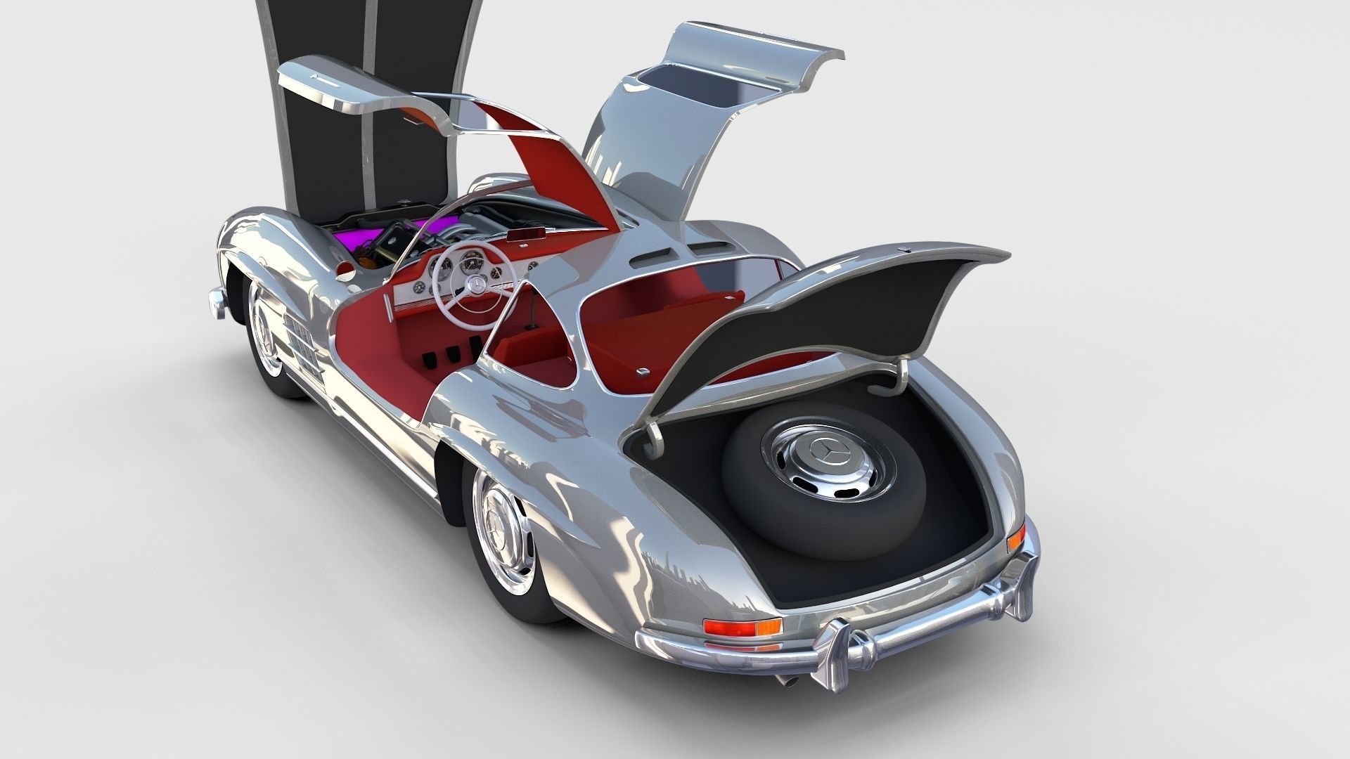Fully Modelled Rigged Mercedes 300SL Gullwing rev 3D model_27