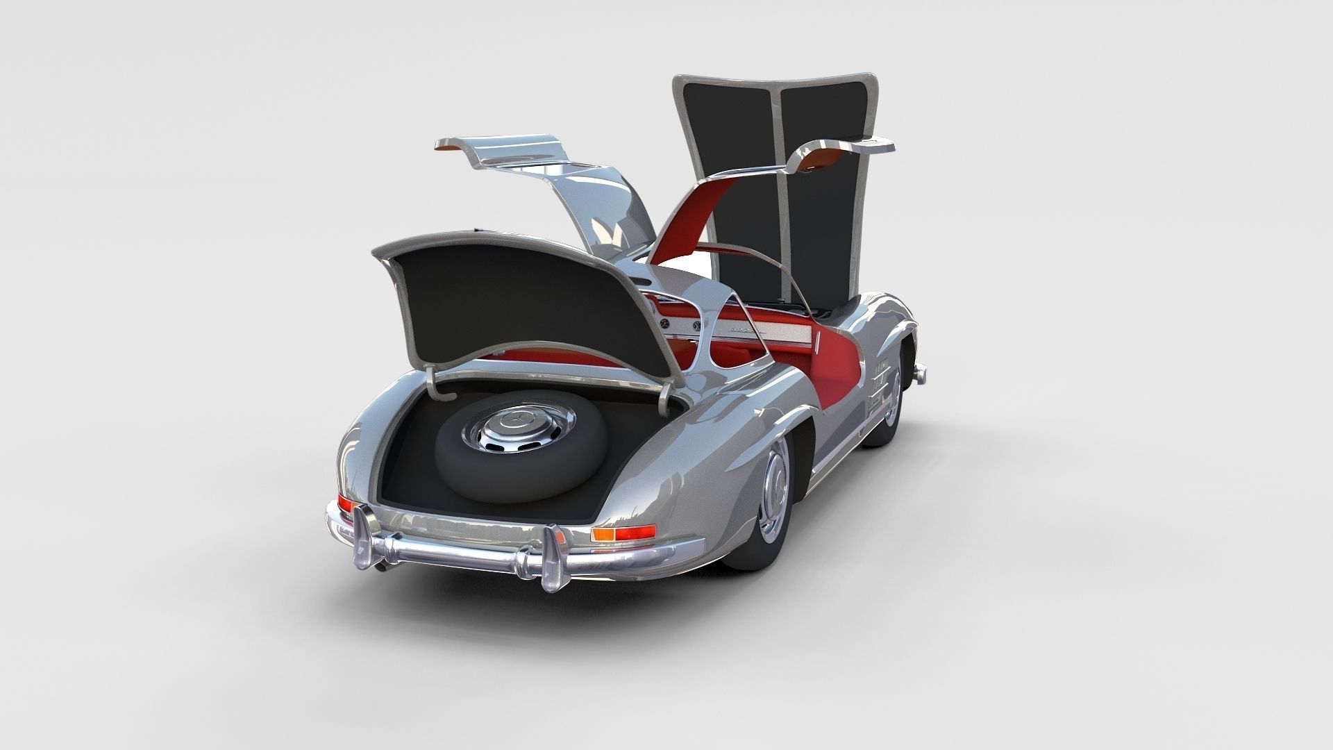 Fully Modelled Rigged Mercedes 300SL Gullwing rev 3D model_3