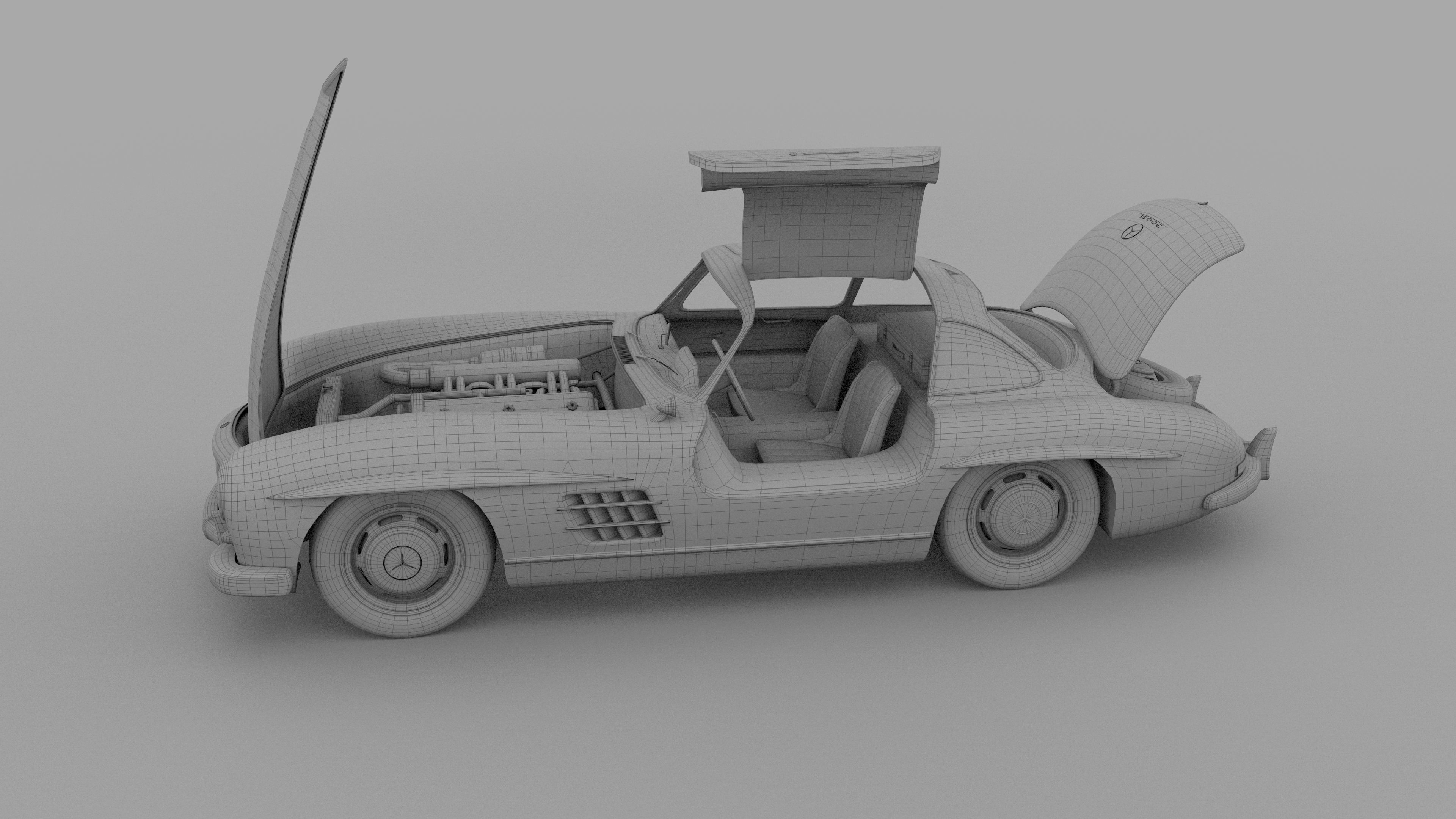 Fully Modelled Rigged Mercedes 300SL Gullwing rev 3D model_12
