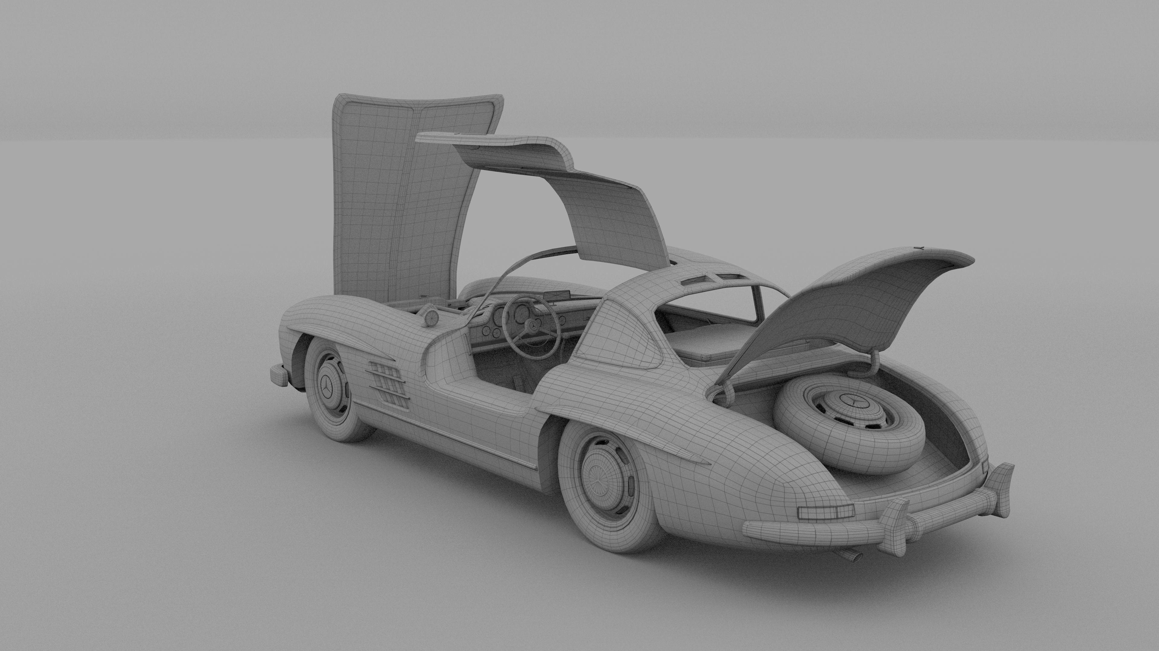 Fully Modelled Rigged Mercedes 300SL Gullwing rev 3D model_41