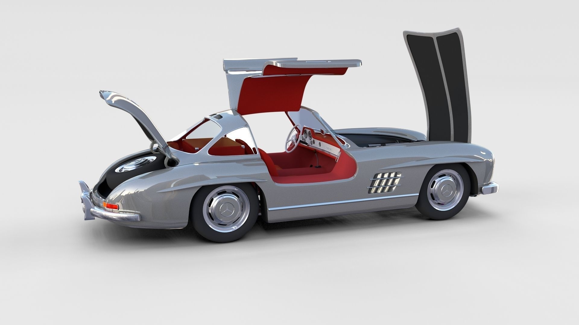 Fully Modelled Rigged Mercedes 300SL Gullwing rev 3D model_19