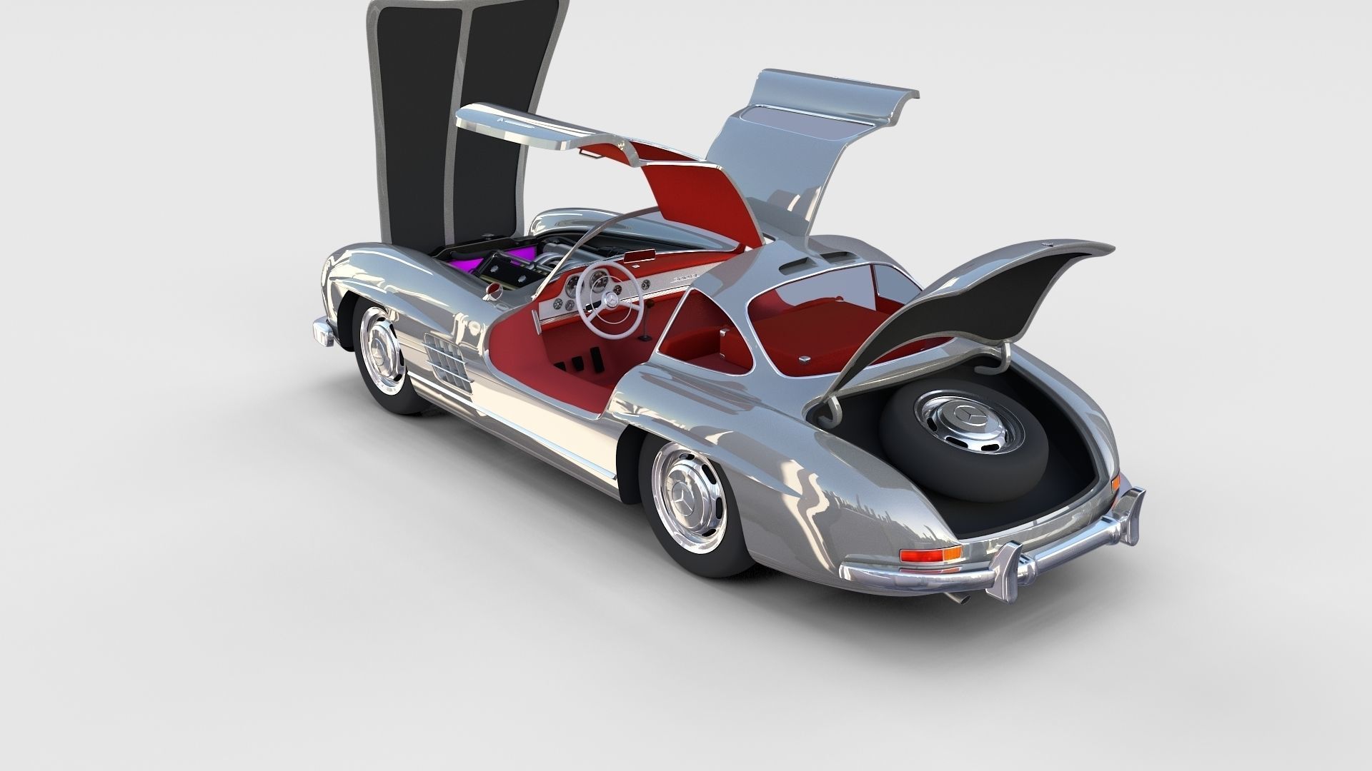 Fully Modelled Rigged Mercedes 300SL Gullwing rev 3D model_8