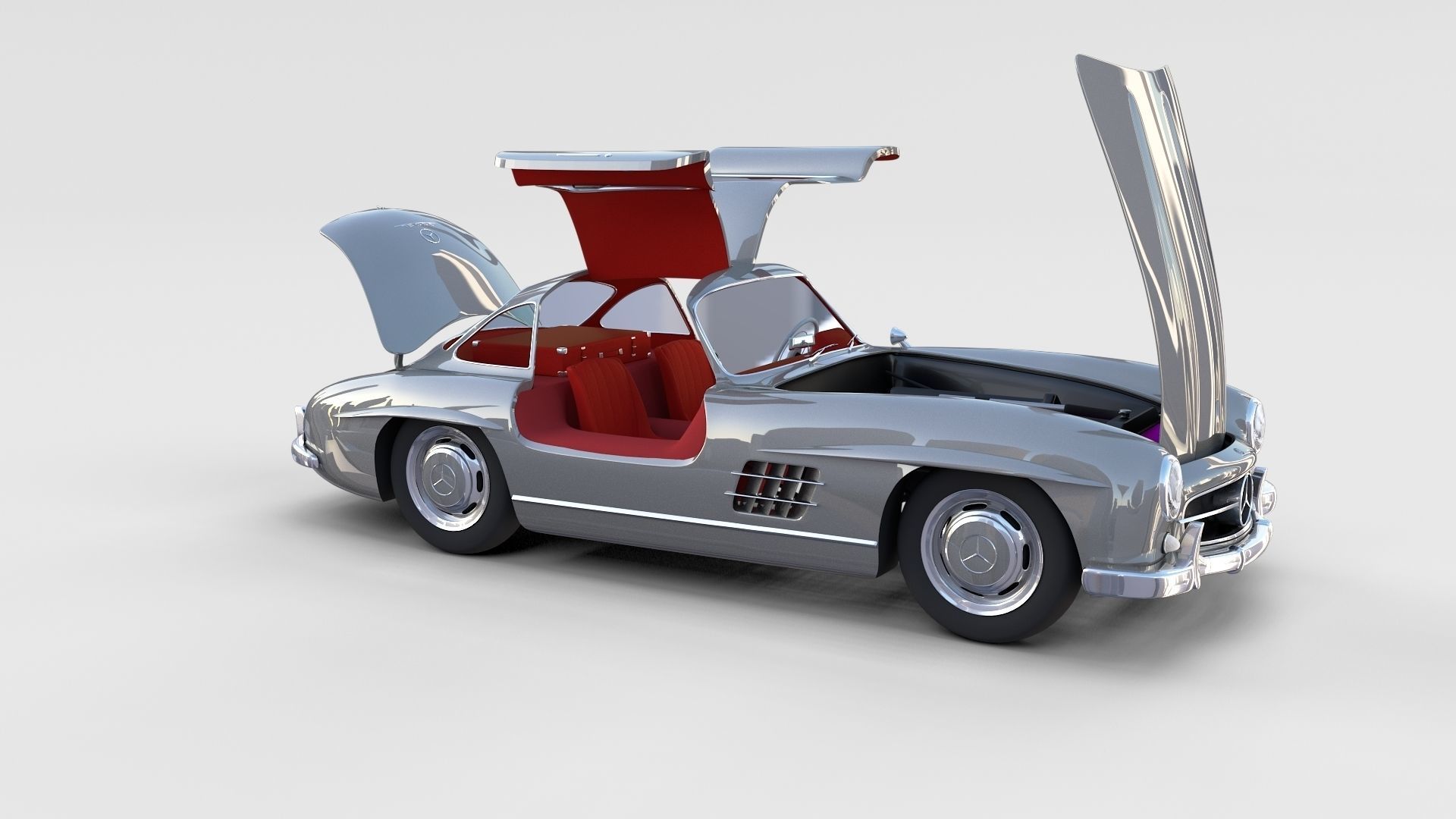 Fully Modelled Rigged Mercedes 300SL Gullwing rev 3D model_28