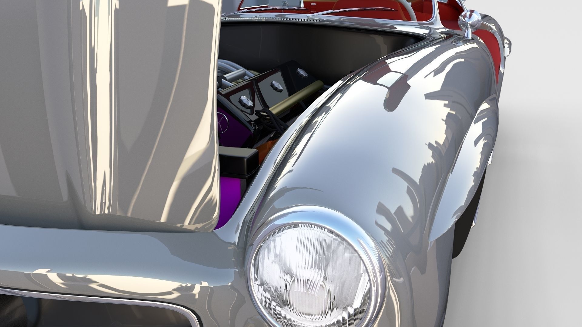 Fully Modelled Rigged Mercedes 300SL Gullwing rev 3D model_37