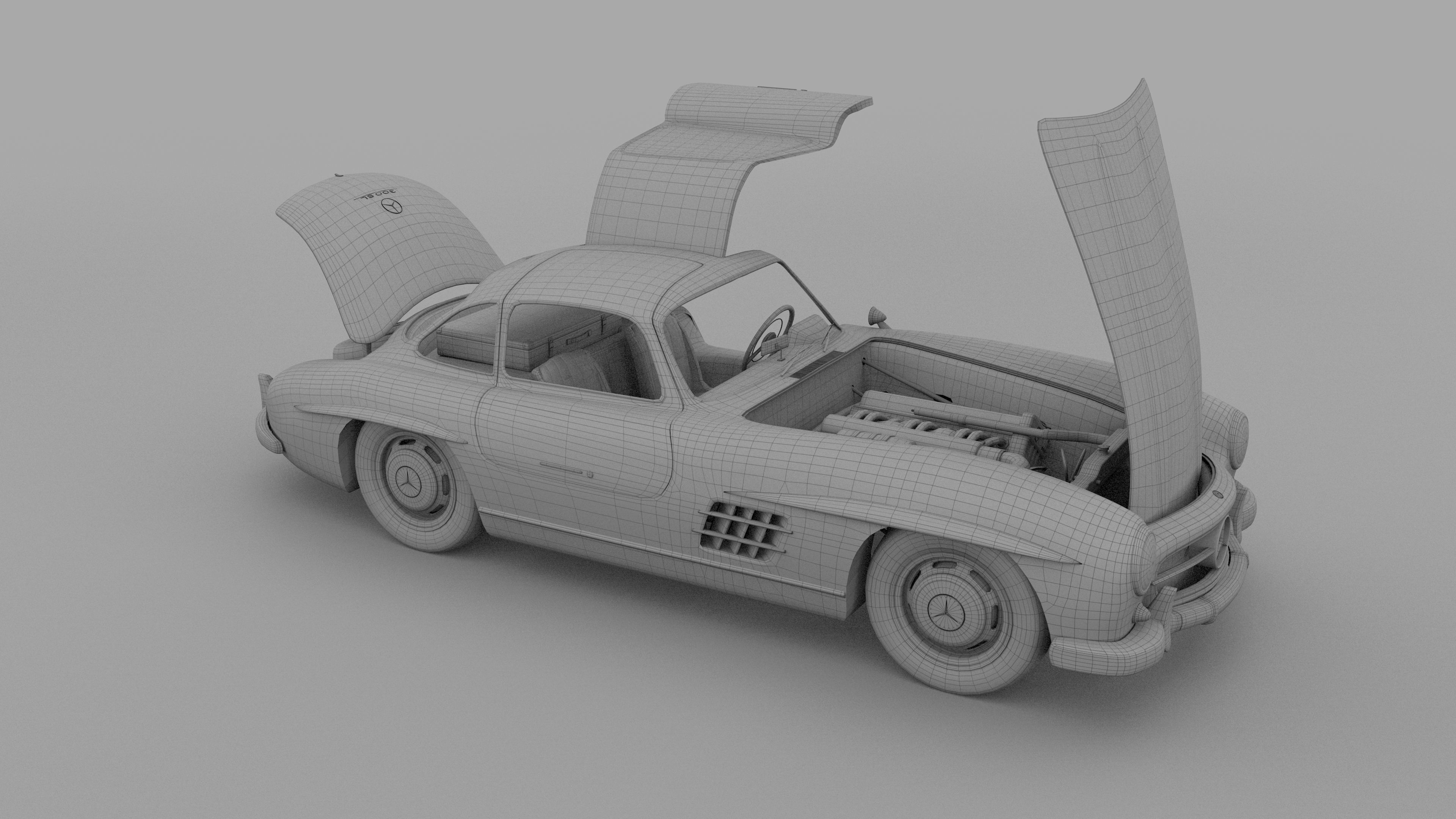 Fully Modelled Rigged Mercedes 300SL Gullwing rev 3D model_26