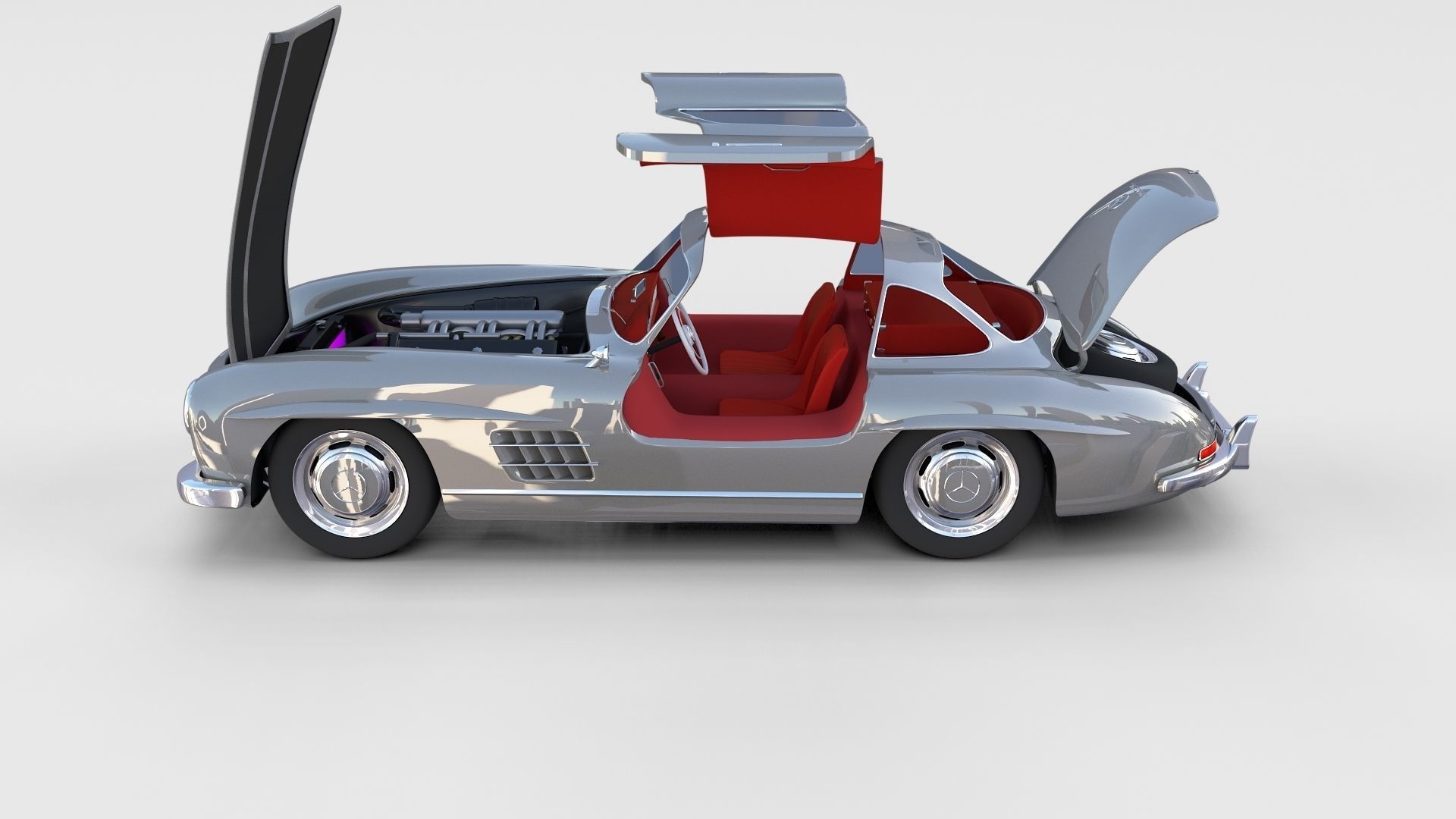 Fully Modelled Rigged Mercedes 300SL Gullwing rev 3D model_7