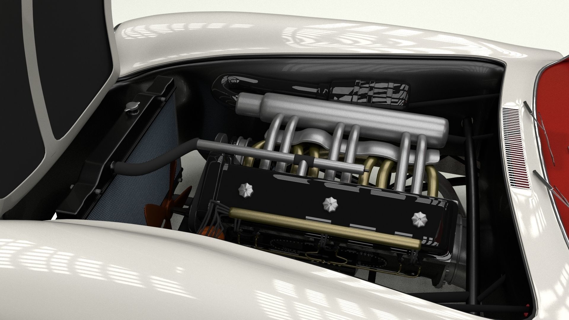 Fully Modelled Rigged Mercedes 300SL Gullwing rev 3D model_25