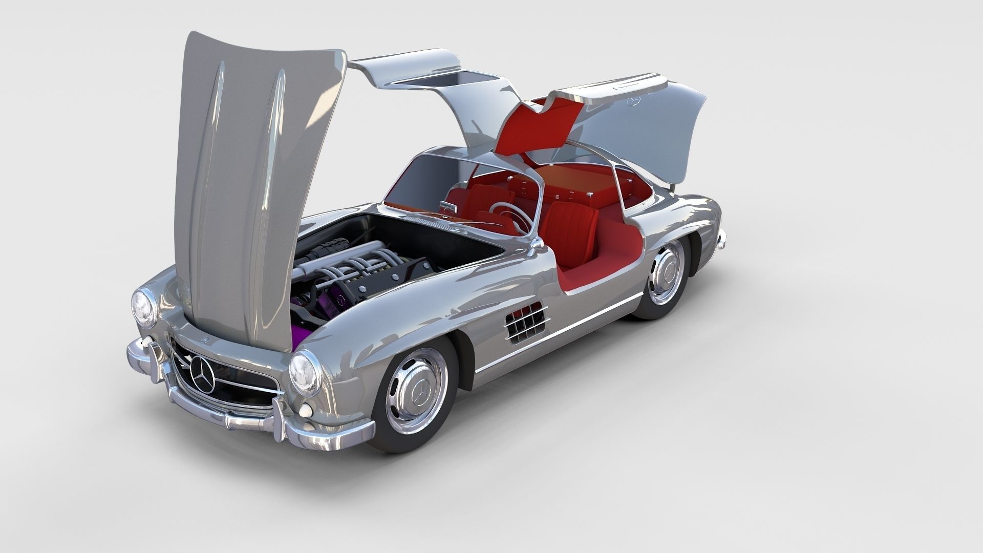 Fully Modelled Rigged Mercedes 300SL Gullwing rev 3D model_23