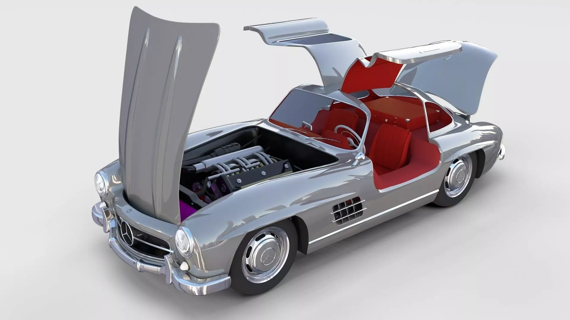 Fully Modelled Rigged Mercedes 300SL Gullwing rev 3D model_0