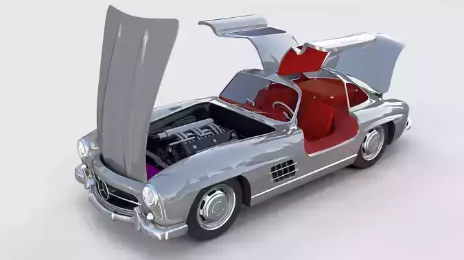 Fully Modelled Rigged Mercedes 300SL Gullwing rev 3D model