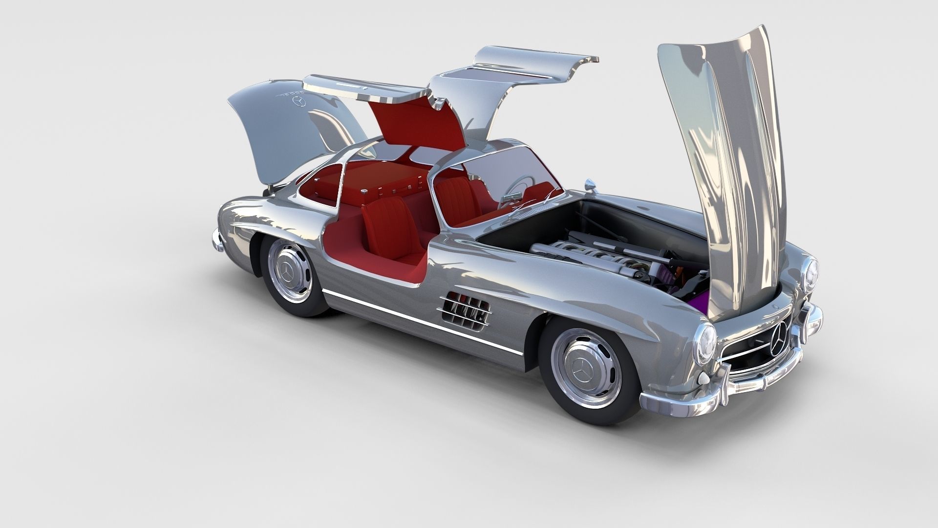 Fully Modelled Rigged Mercedes 300SL Gullwing rev 3D model_20