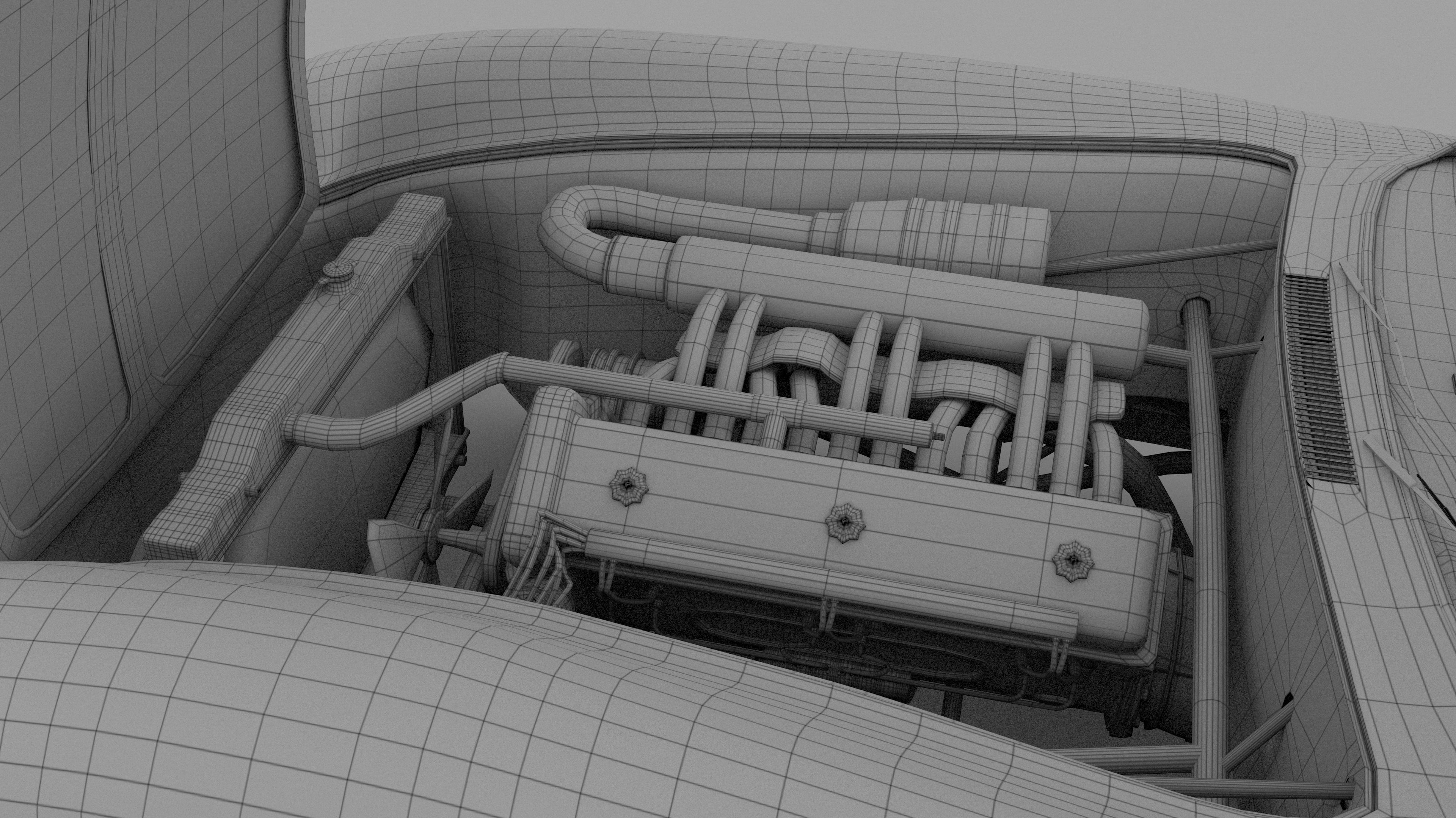 Fully Modelled Rigged Mercedes 300SL Gullwing rev 3D model_40