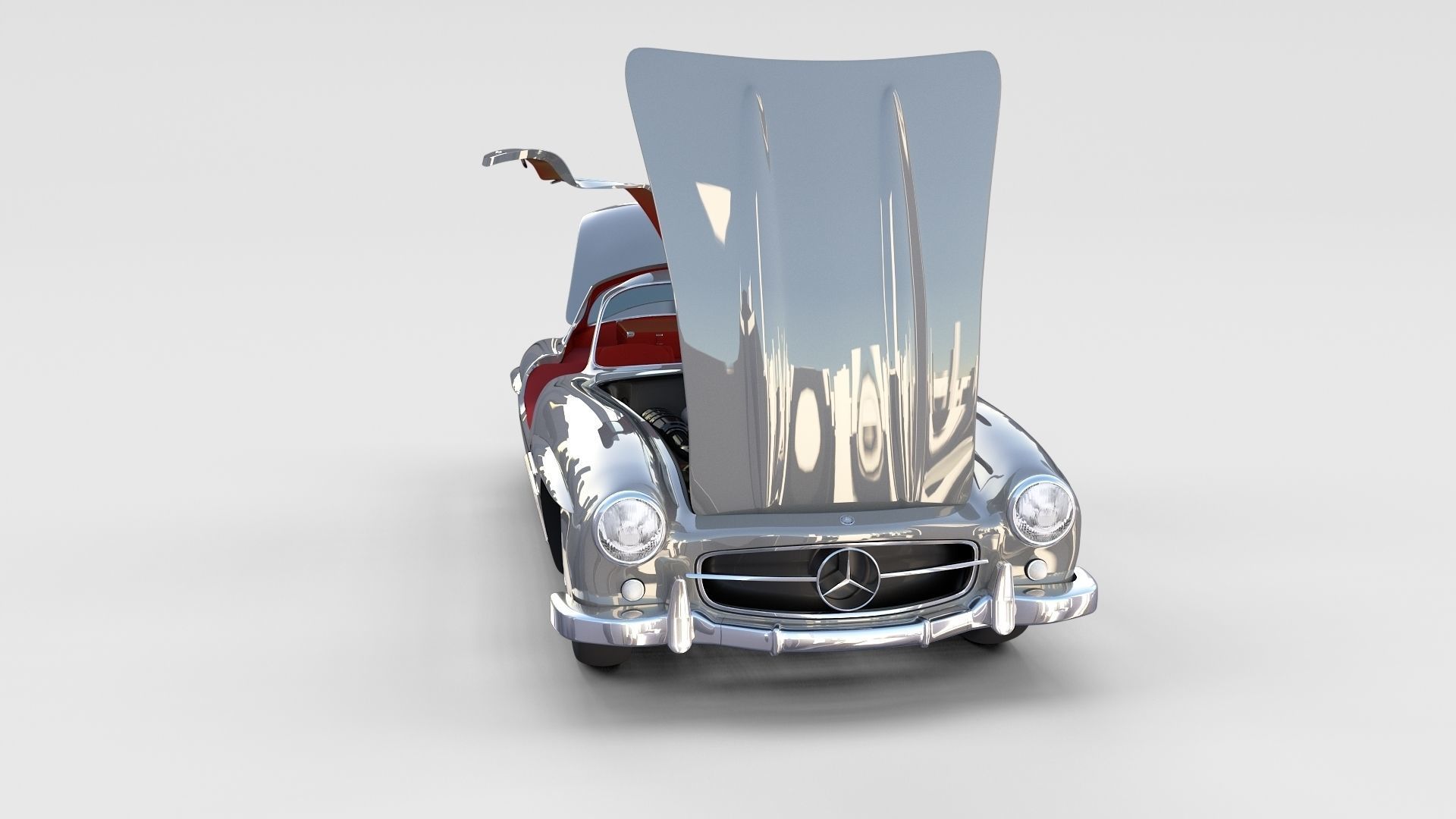 Fully Modelled Rigged Mercedes 300SL Gullwing rev 3D model_9
