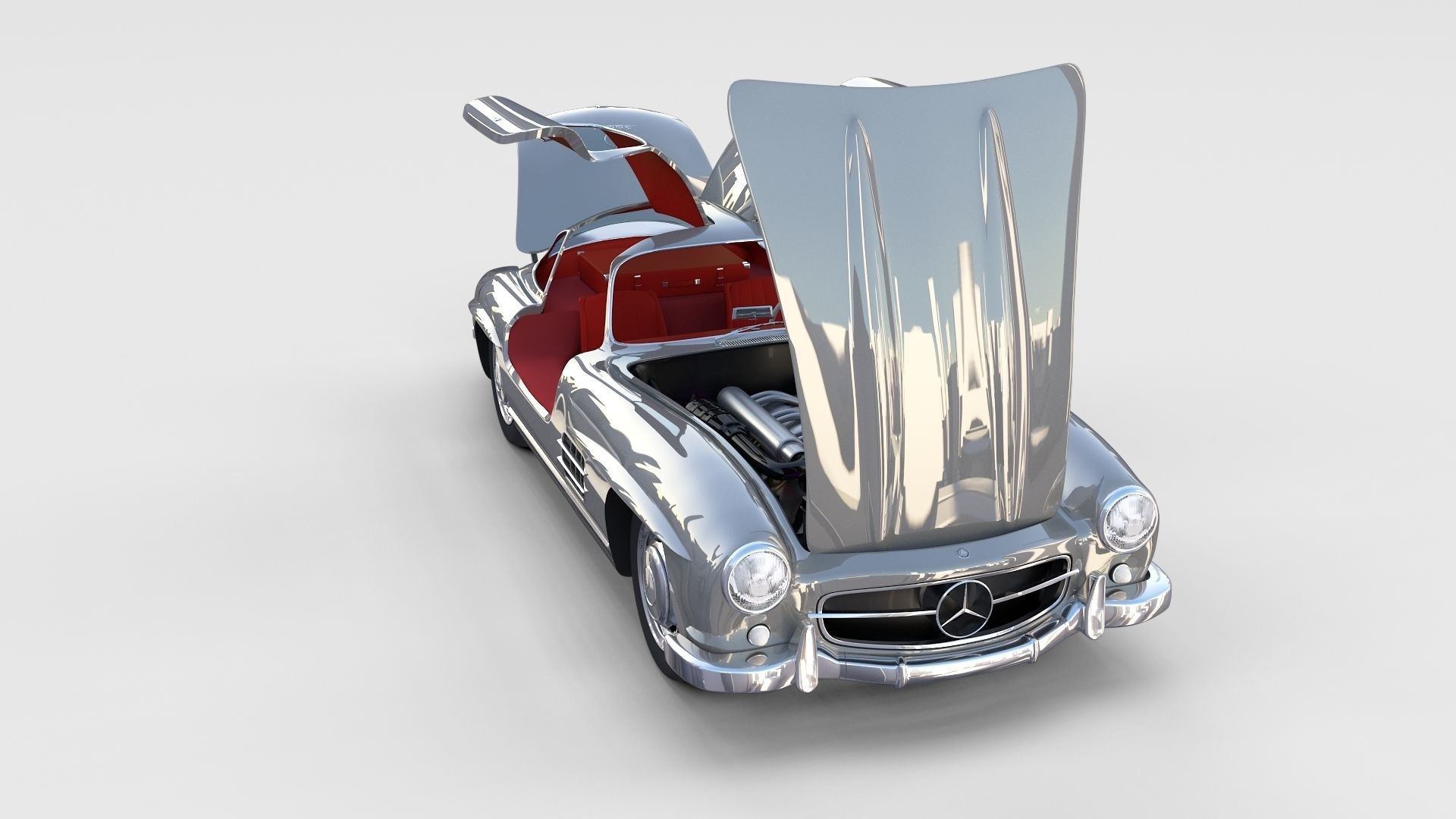 Fully Modelled Rigged Mercedes 300SL Gullwing rev 3D model_18
