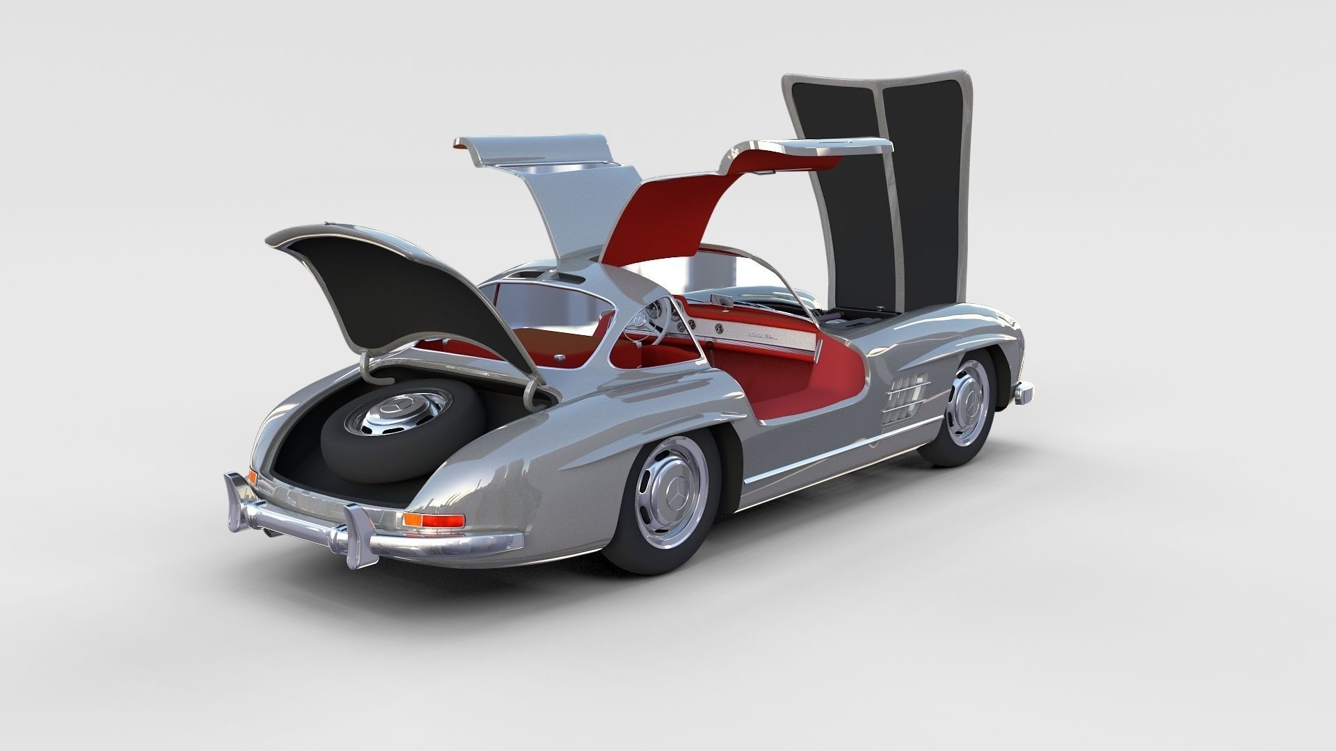 Fully Modelled Rigged Mercedes 300SL Gullwing rev 3D model_6