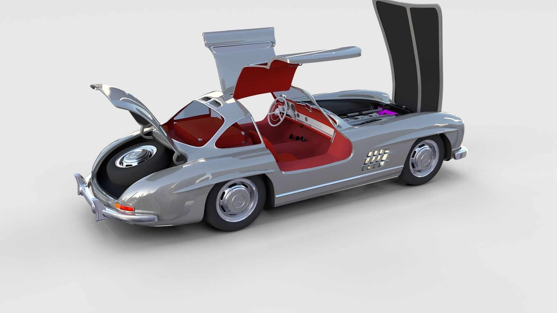 Fully Modelled Rigged Mercedes 300SL Gullwing rev 3D model_39