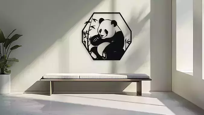Panda Bear Wall Art 3D Model for Laser Cut  3D Print 3D model