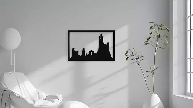 Ruined Castle Wall Decor Silhouette