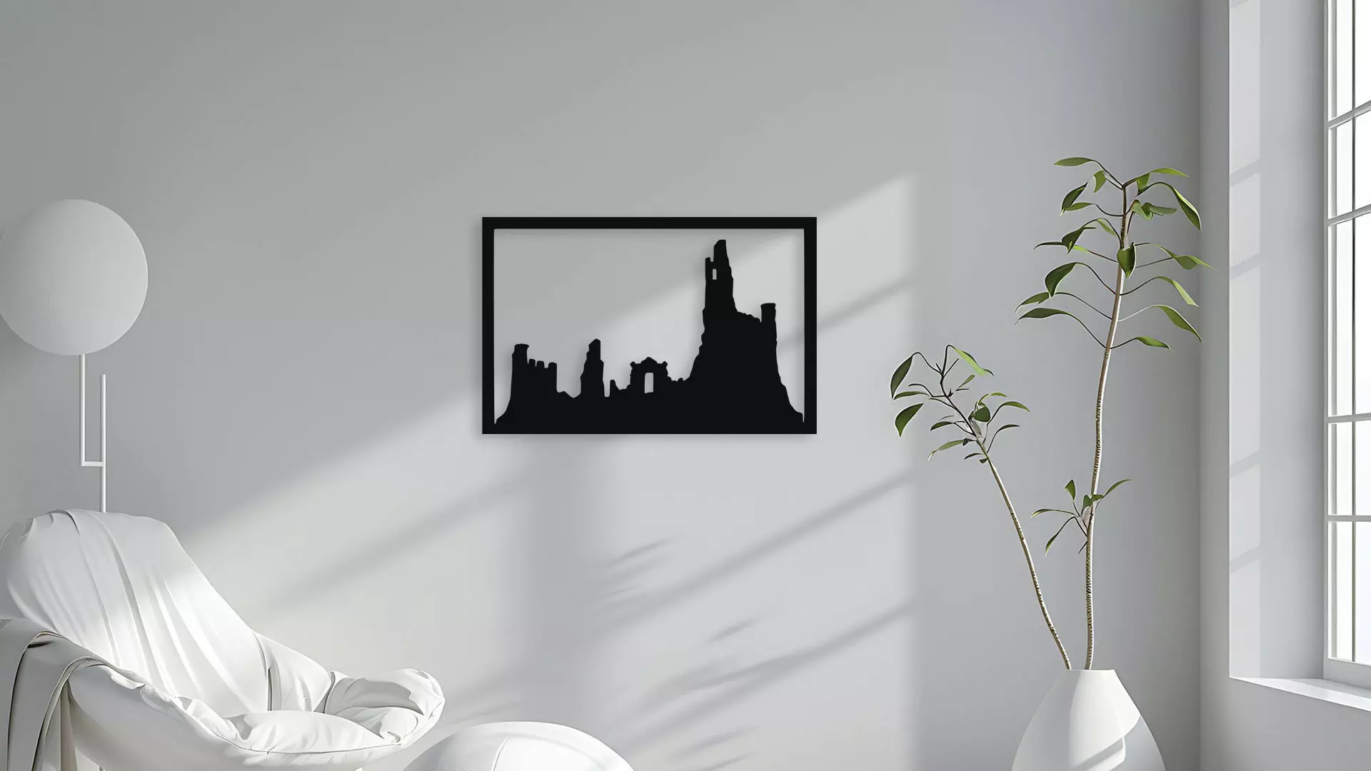 Ruined Castle Wall Decor Silhouette 3D model