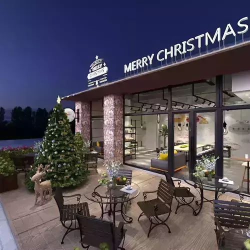 Resturaunt with Christmas Decoration