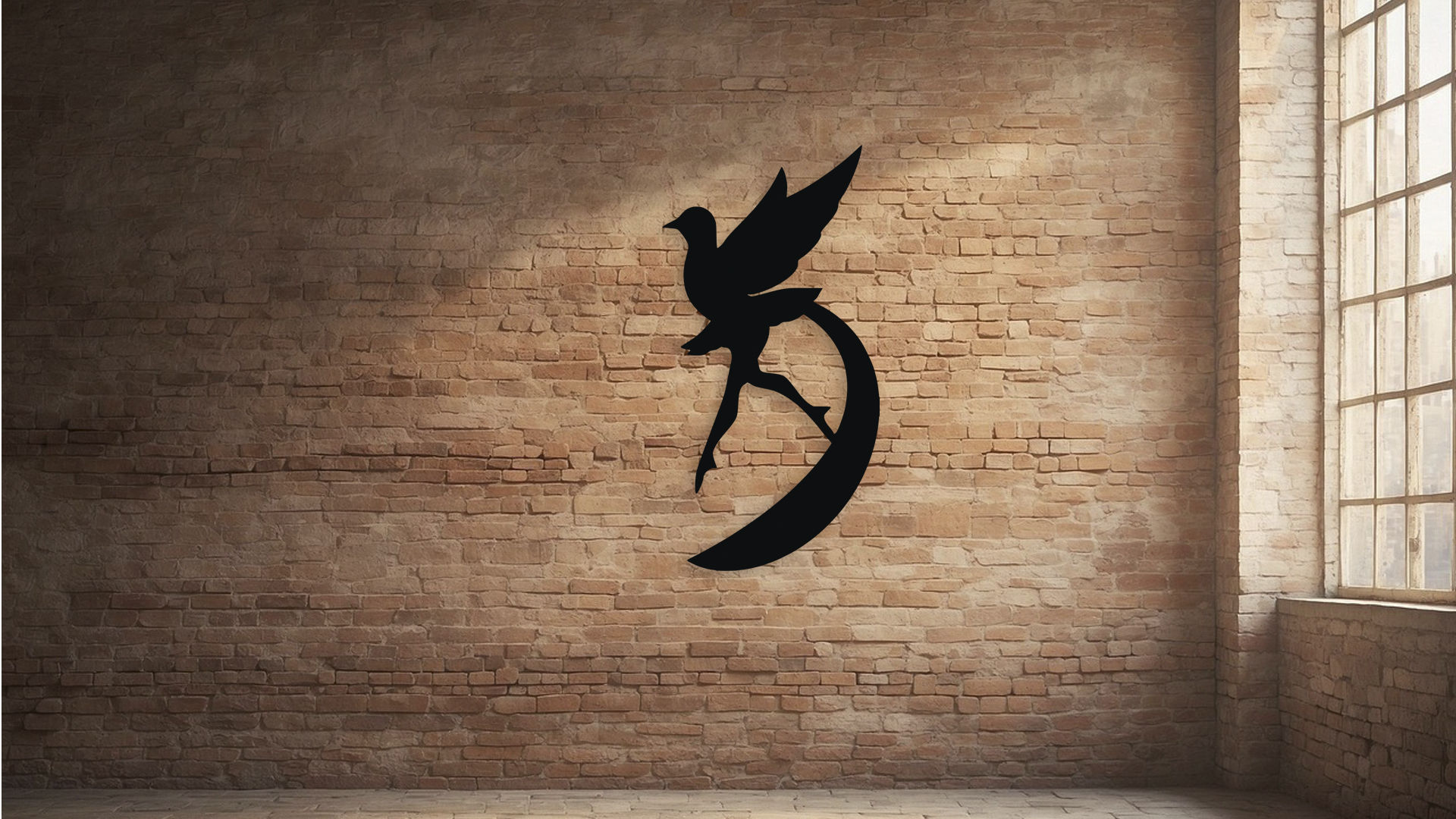 Bird in Flight Wall Decor Silhouette 3D model_2