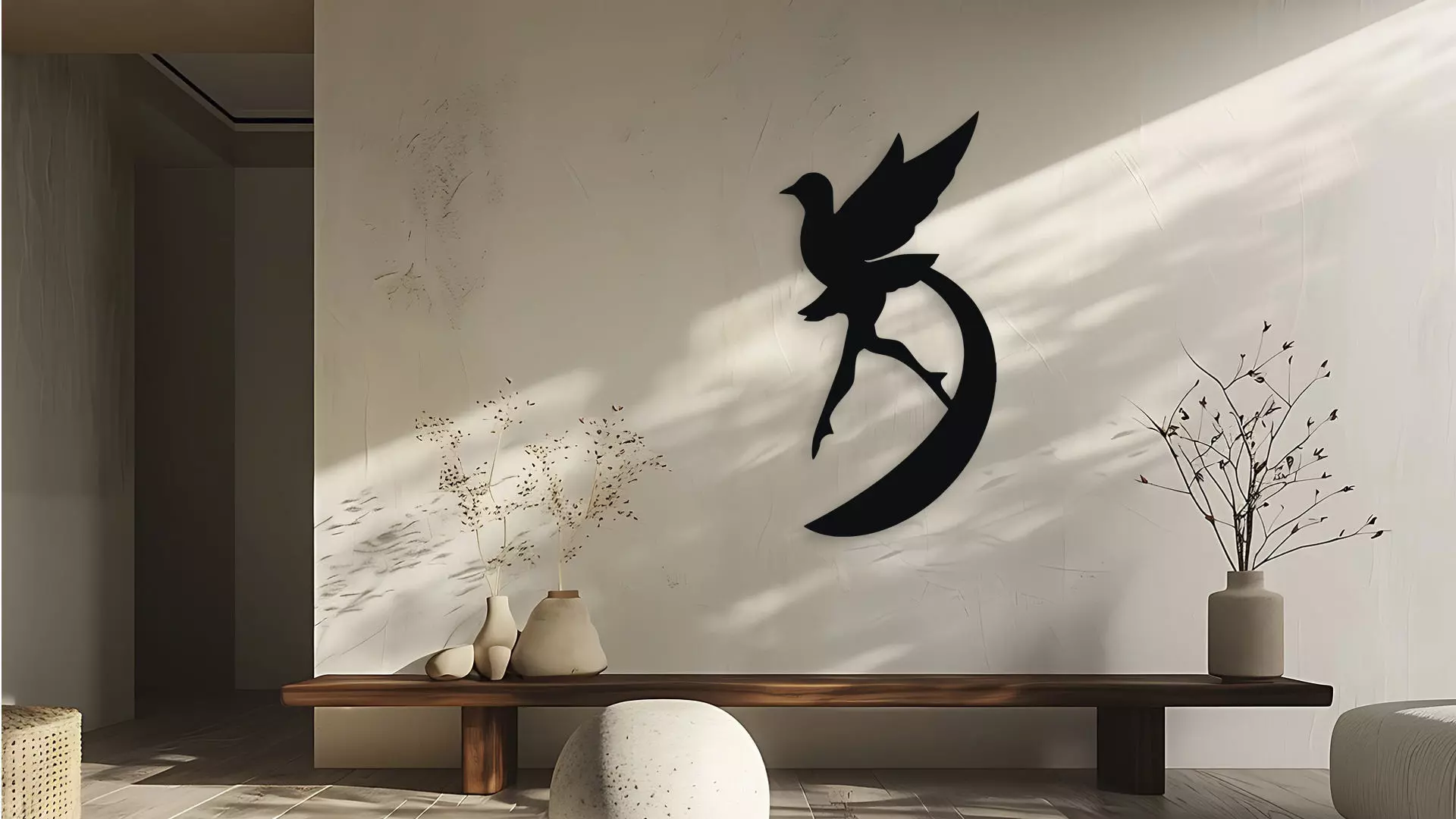 Bird in Flight Wall Decor Silhouette 3D model_0