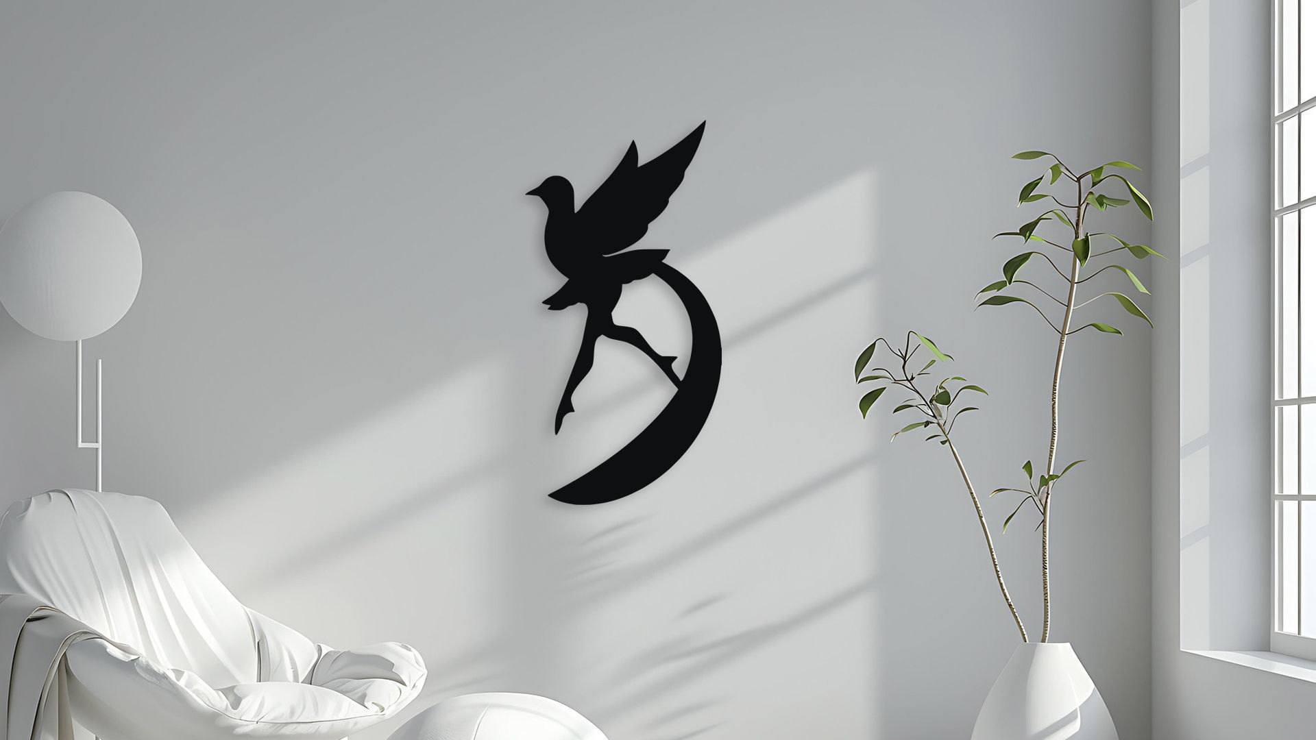 Bird in Flight Wall Decor Silhouette 3D model_4